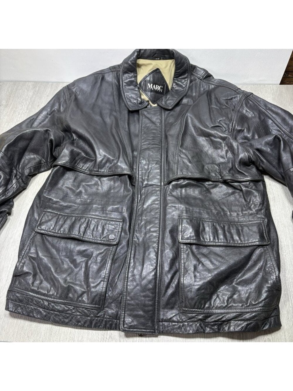 Vintage Marc New York Leather Jacket 90s Men’s Tall 2X / 2G Bomber Motorcycle
